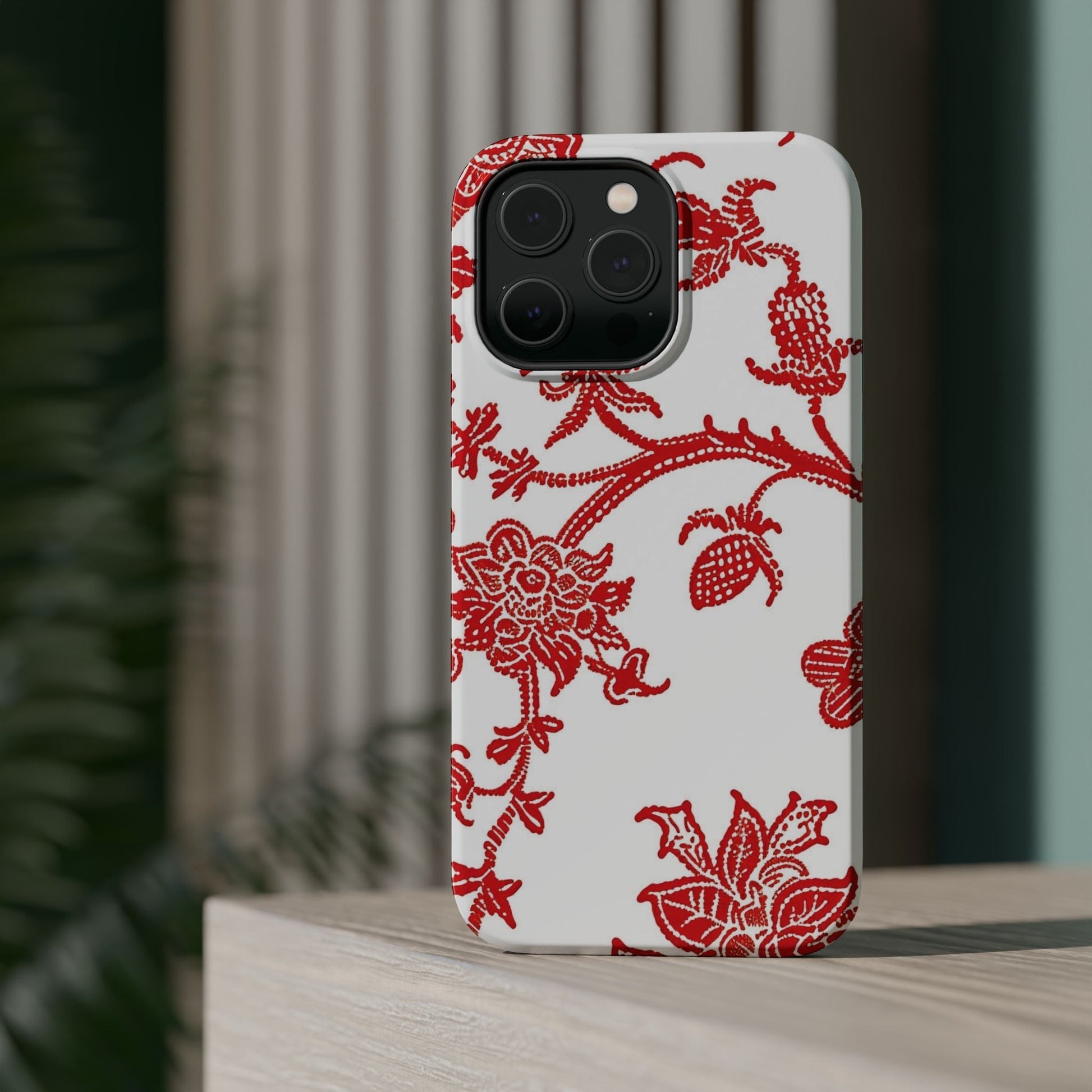 Floral Red Toile Magnetic Impact Phone Case - DIGITAL X