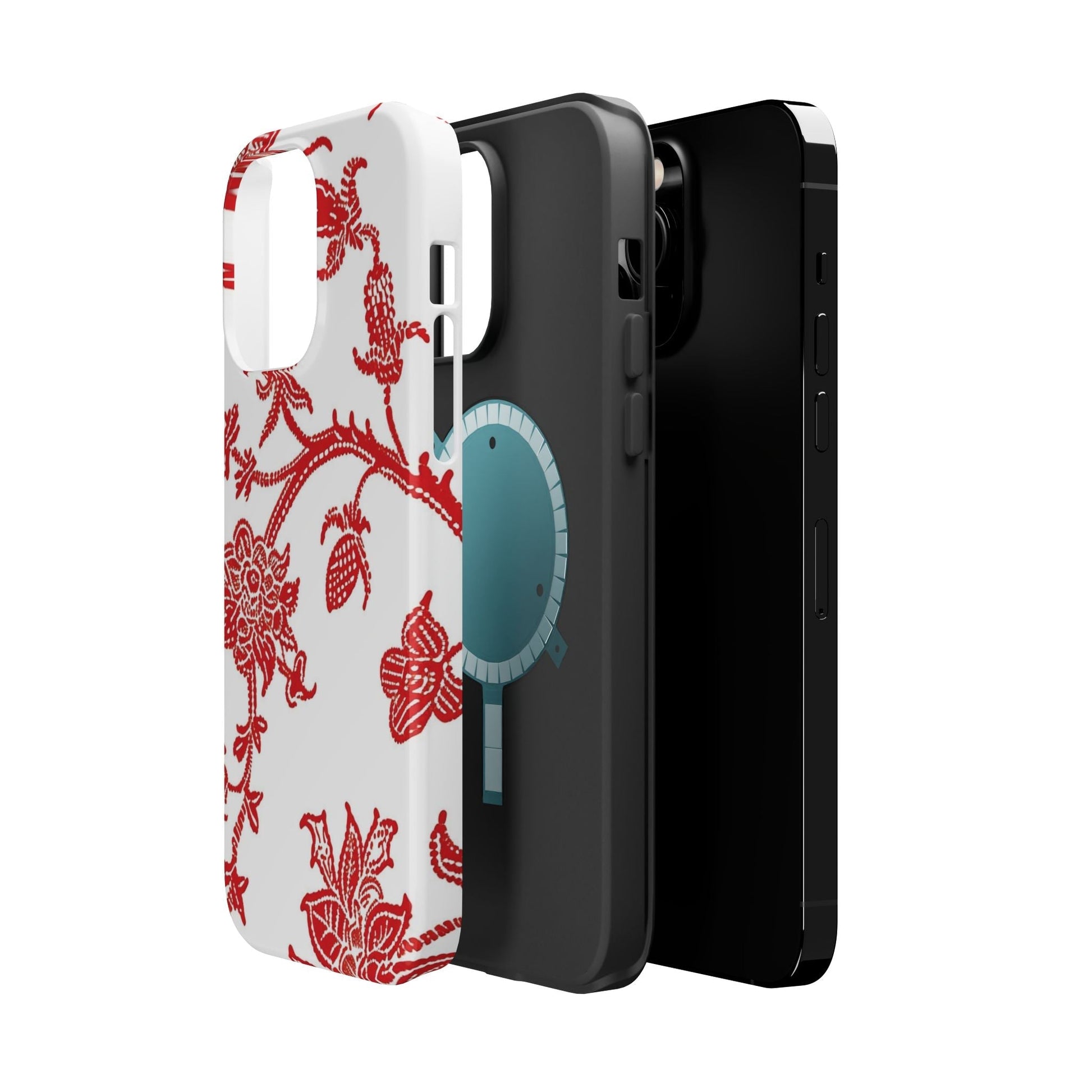 Floral Red Toile Magnetic Impact Phone Case - DIGITAL X