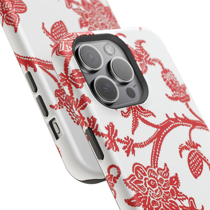 Floral Red Toile Magnetic Impact Phone Case - DIGITAL X