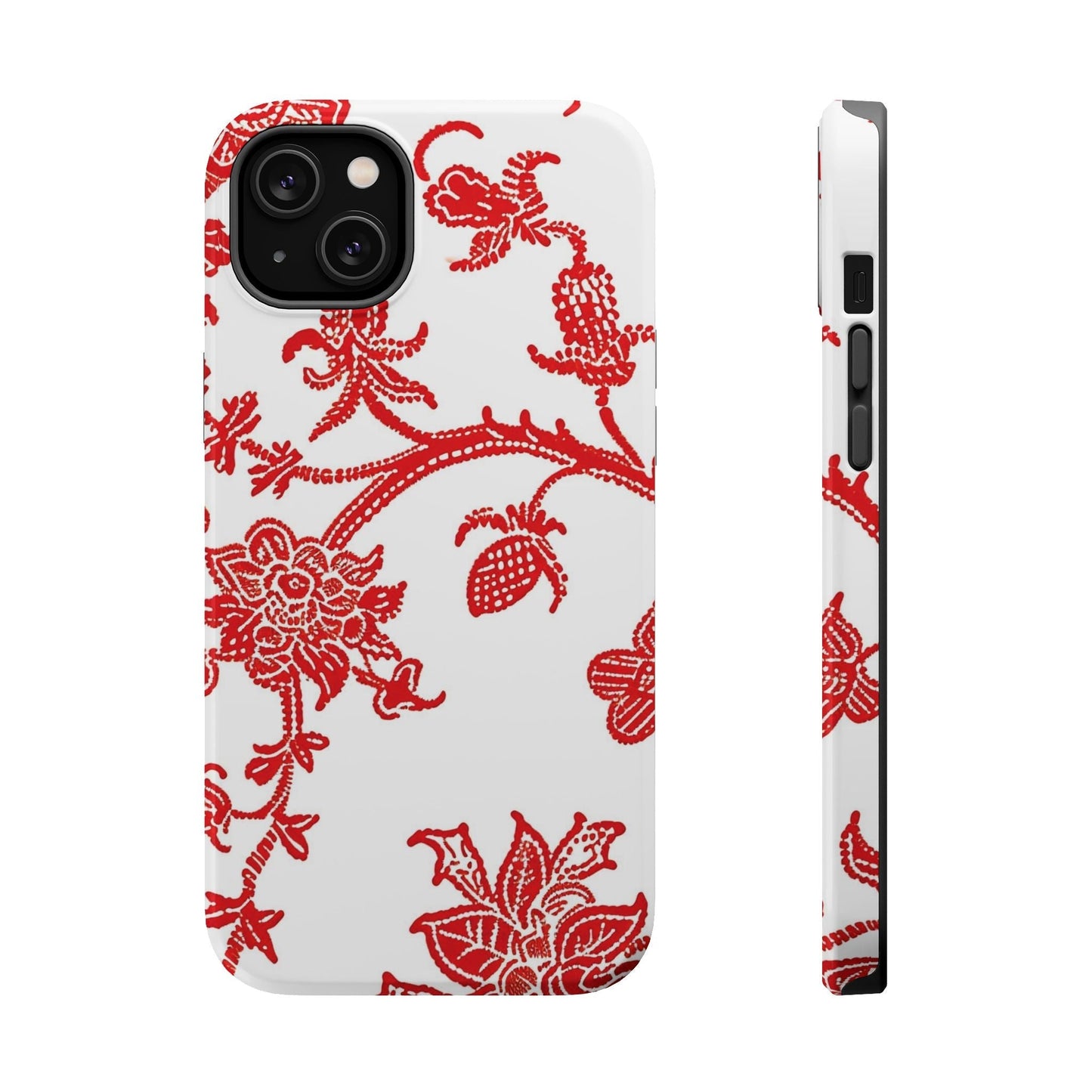Floral Red Toile Magnetic Impact Phone Case - DIGITAL X