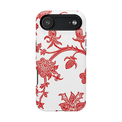 Floral Red Toile Magnetic Impact Phone Case - DIGITAL X