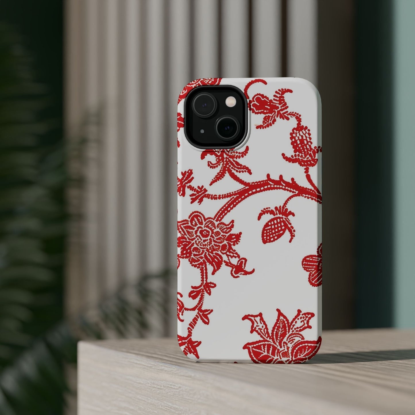 Floral Red Toile Magnetic Impact Phone Case - DIGITAL X
