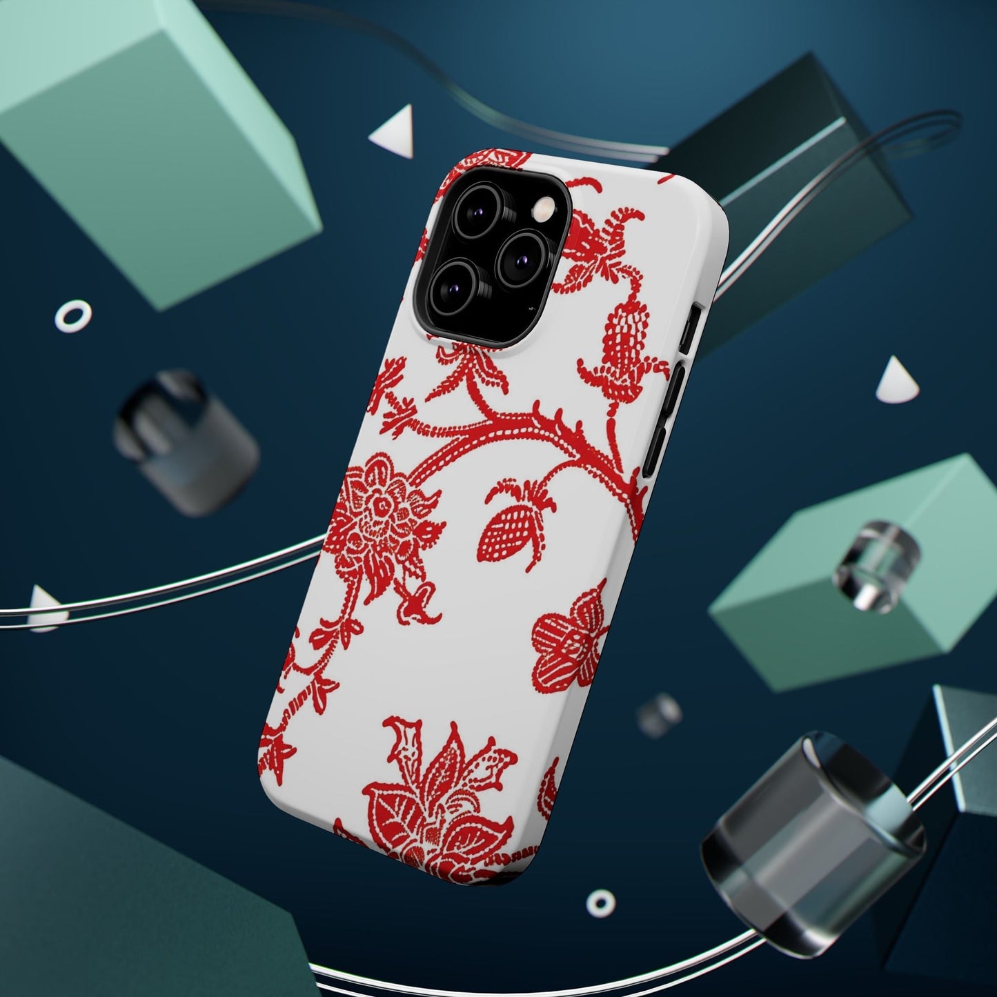Floral Red Toile Magnetic Impact Phone Case - DIGITAL X