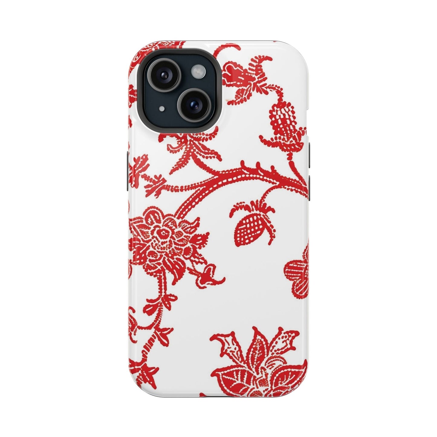 Floral Red Toile Magnetic Impact Phone Case - DIGITAL X