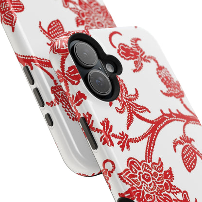 Floral Red Toile Magnetic Impact Phone Case - DIGITAL X