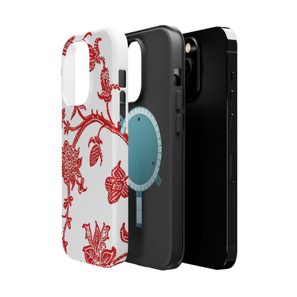 Floral Red Toile Magnetic Impact Phone Case - DIGITAL X