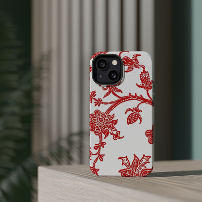Floral Red Toile Magnetic Impact Phone Case - DIGITAL X