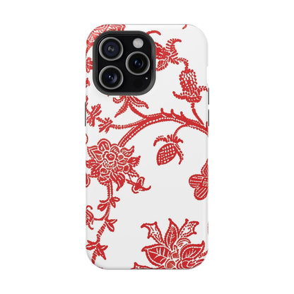 Floral Red Toile Magnetic Impact Phone Case - DIGITAL X