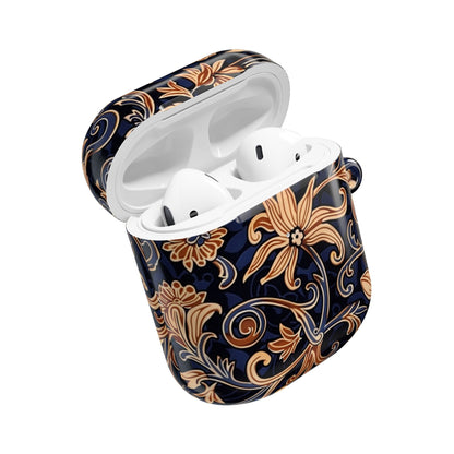 Floral Swirl AirPod Case – Navy & Gold Vintage Pattern - DIGITAL X