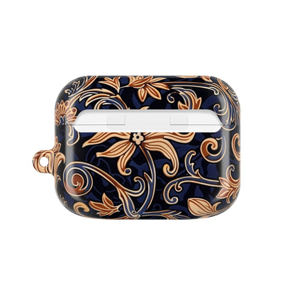 Floral Swirl AirPod Case – Navy & Gold Vintage Pattern - DIGITAL X
