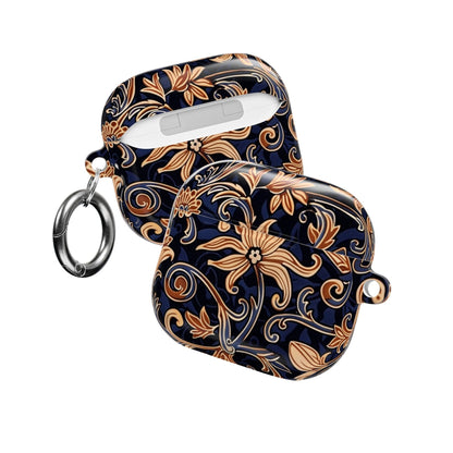 Floral Swirl AirPod Case – Navy & Gold Vintage Pattern - DIGITAL X