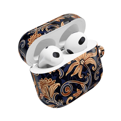 Floral Swirl AirPod Case – Navy & Gold Vintage Pattern - DIGITAL X