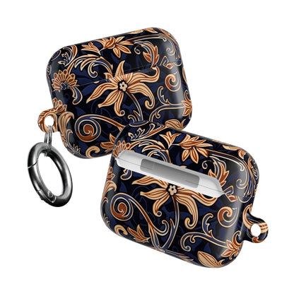 Floral Swirl AirPod Case – Navy & Gold Vintage Pattern - DIGITAL X