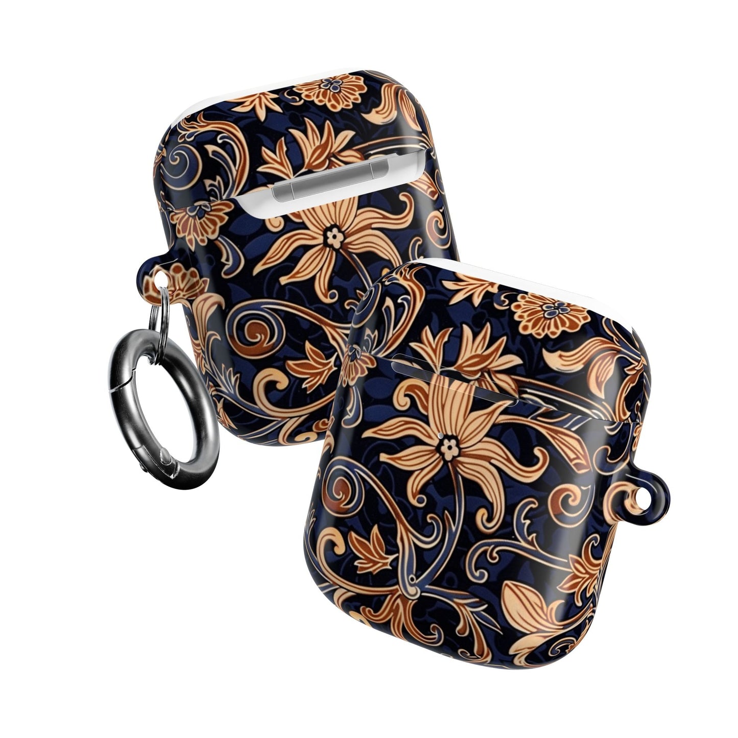 Floral Swirl AirPod Case – Navy & Gold Vintage Pattern - DIGITAL X
