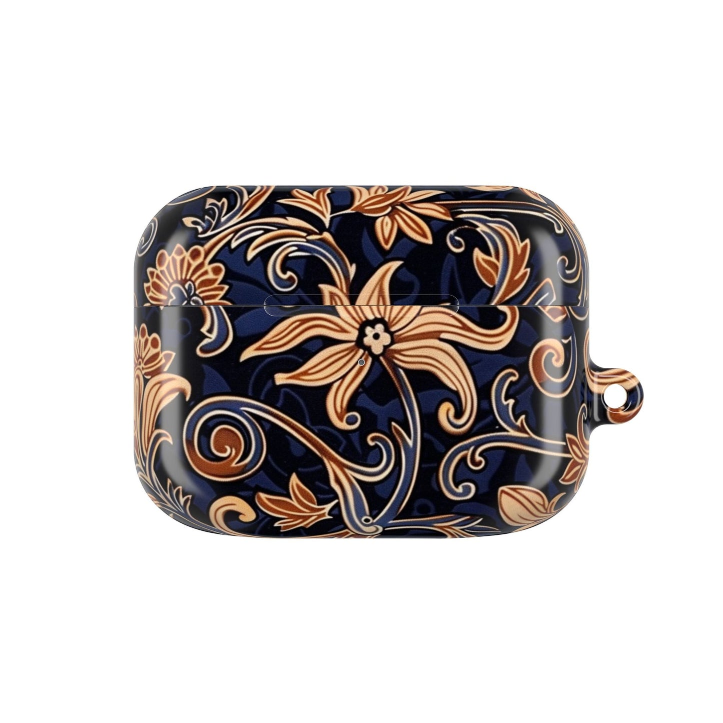 Floral Swirl AirPod Case – Navy & Gold Vintage Pattern - DIGITAL X
