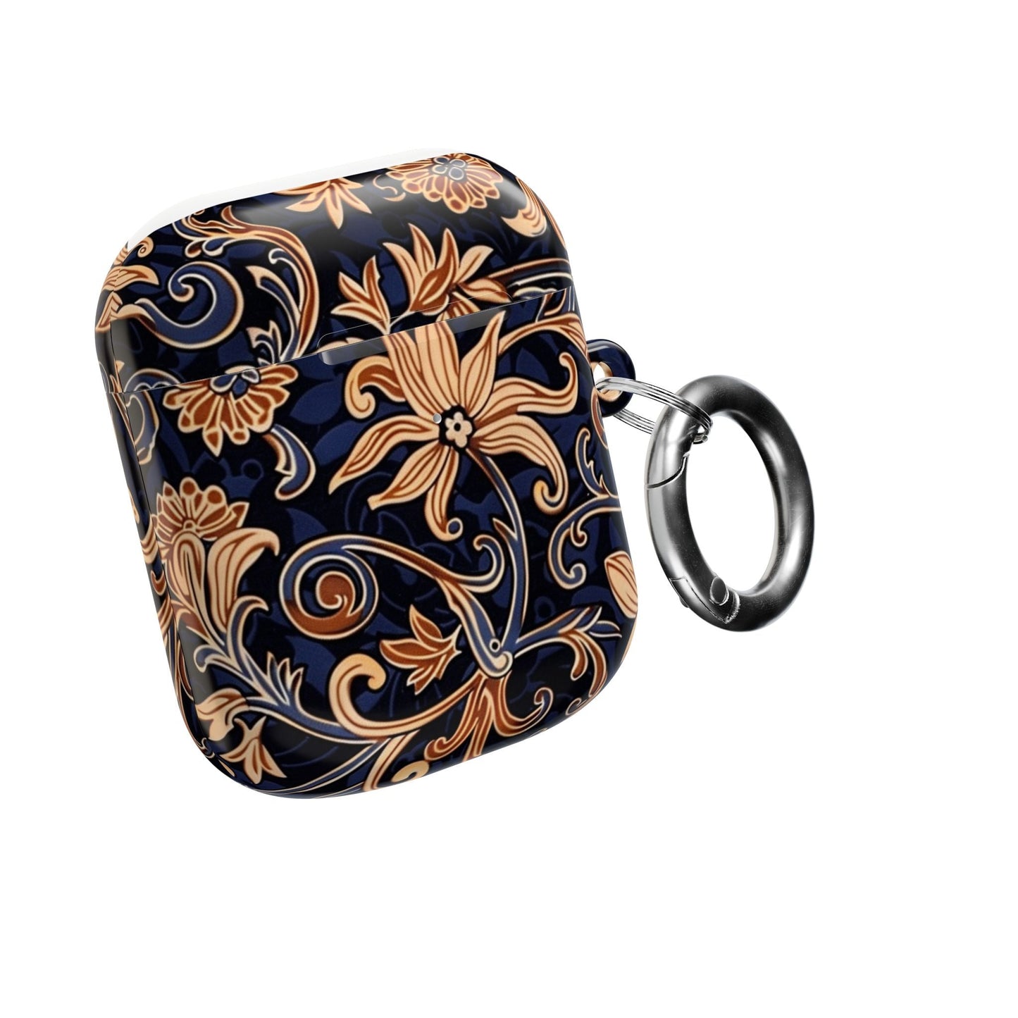Floral Swirl AirPod Case – Navy & Gold Vintage Pattern - DIGITAL X