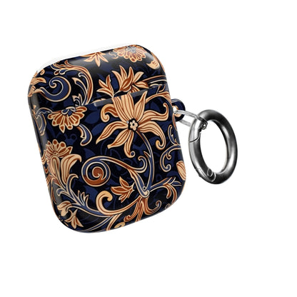 Floral Swirl AirPod Case – Navy & Gold Vintage Pattern - DIGITAL X