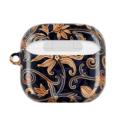 Floral Swirl AirPod Case – Navy & Gold Vintage Pattern - DIGITAL X