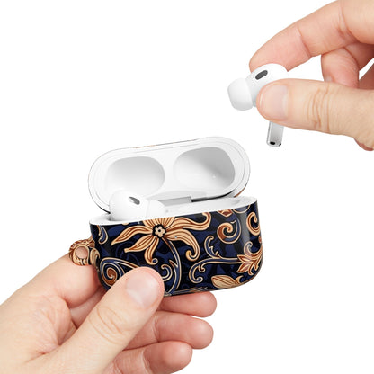 Floral Swirl AirPod Case – Navy & Gold Vintage Pattern - DIGITAL X