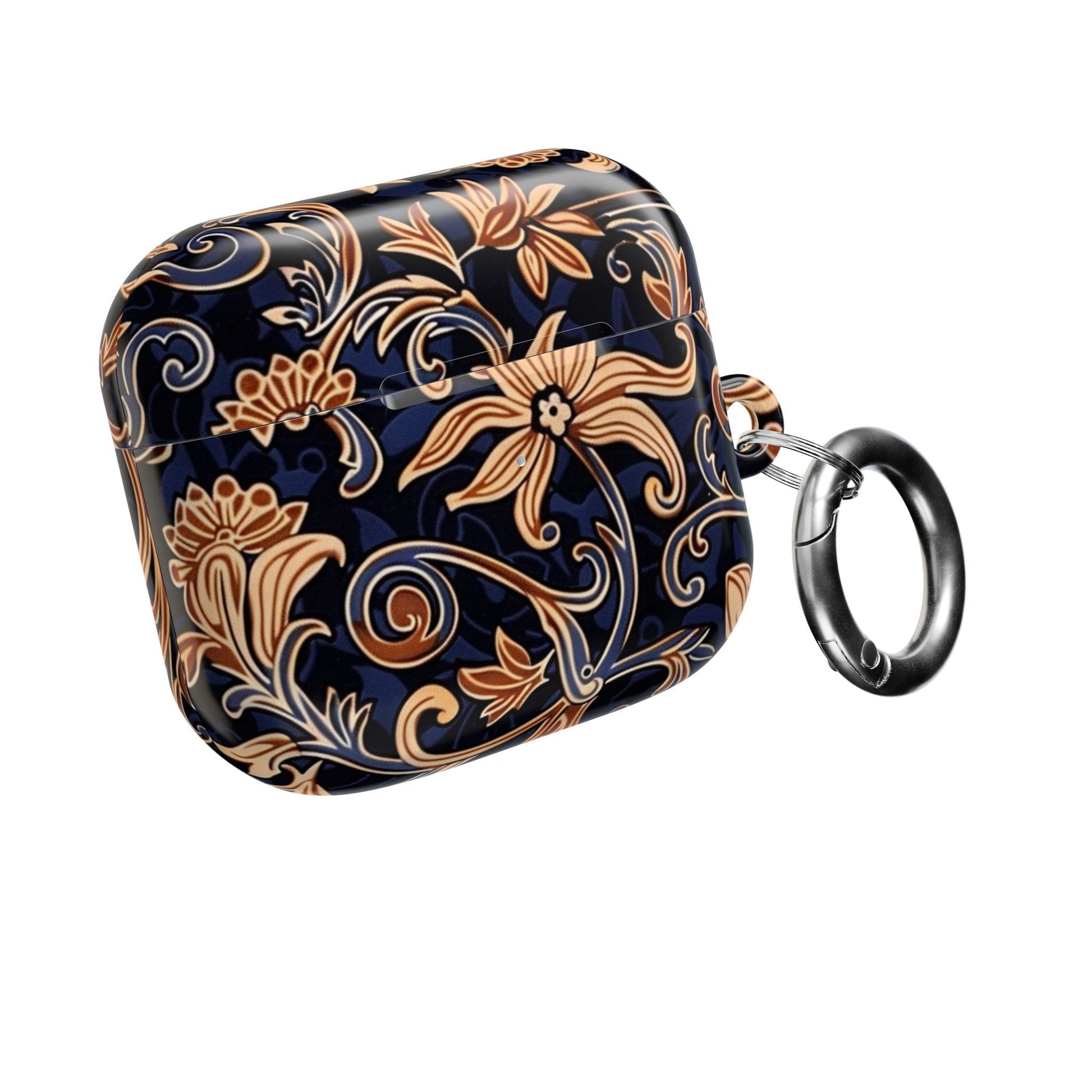 Floral Swirl AirPod Case – Navy & Gold Vintage Pattern - DIGITAL X