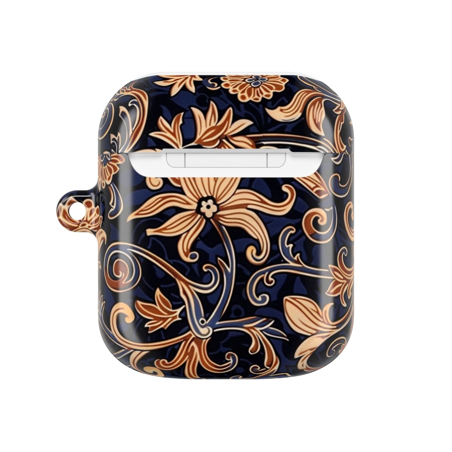 Floral Swirl AirPod Case – Navy & Gold Vintage Pattern - DIGITAL X