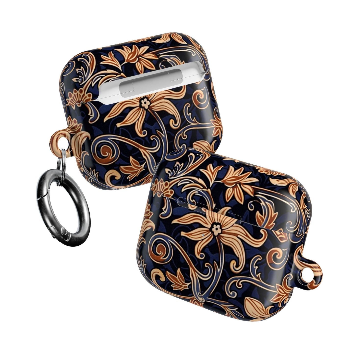 Floral Swirl AirPod Case – Navy & Gold Vintage Pattern - DIGITAL X