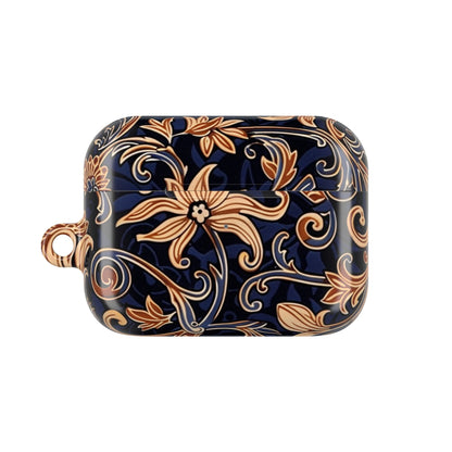 Floral Swirl AirPod Case – Navy & Gold Vintage Pattern - DIGITAL X