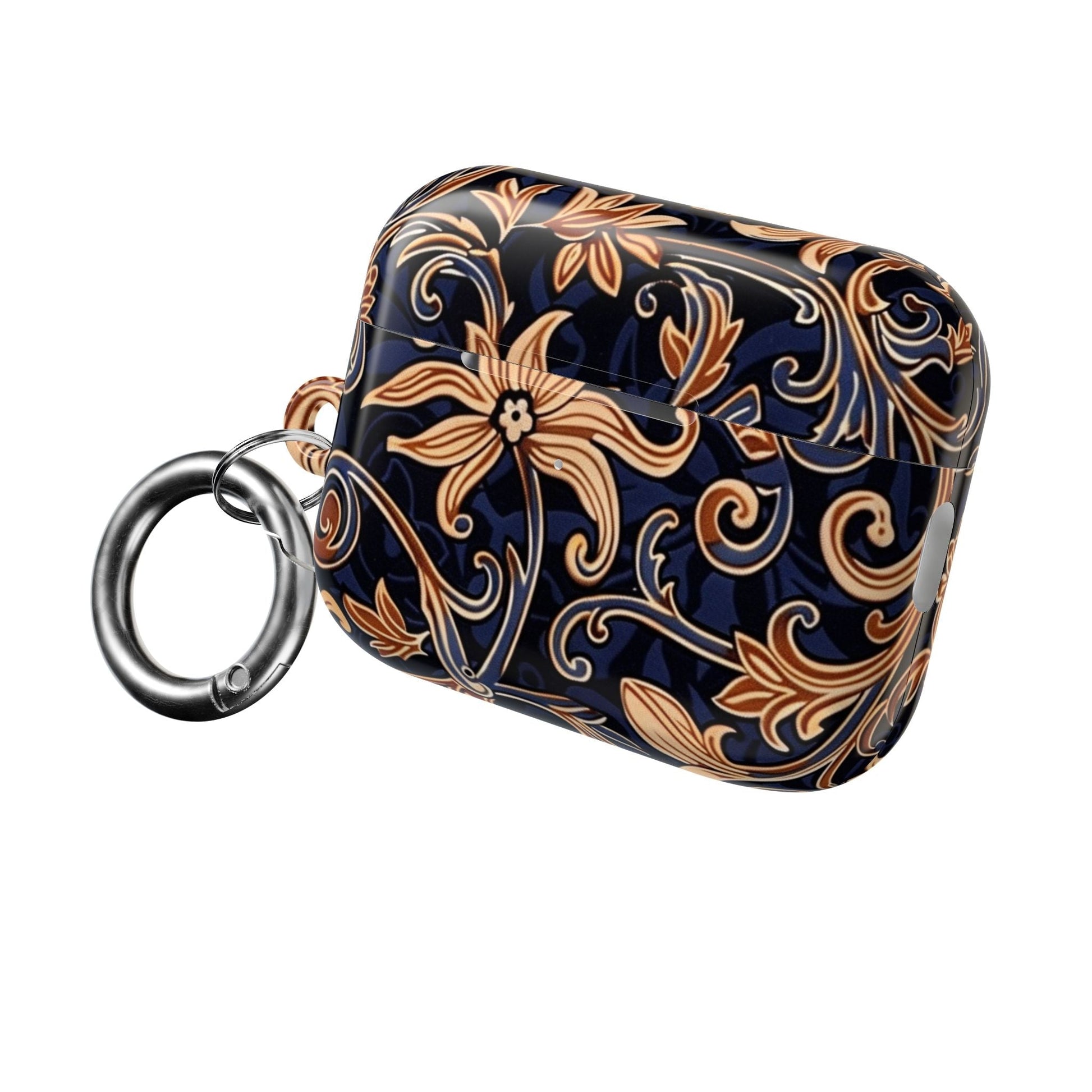 Floral Swirl AirPod Case – Navy & Gold Vintage Pattern - DIGITAL X