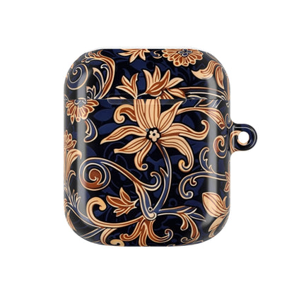 Floral Swirl AirPod Case – Navy & Gold Vintage Pattern - DIGITAL X