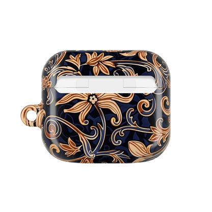 Floral Swirl AirPod Case – Navy & Gold Vintage Pattern - DIGITAL X
