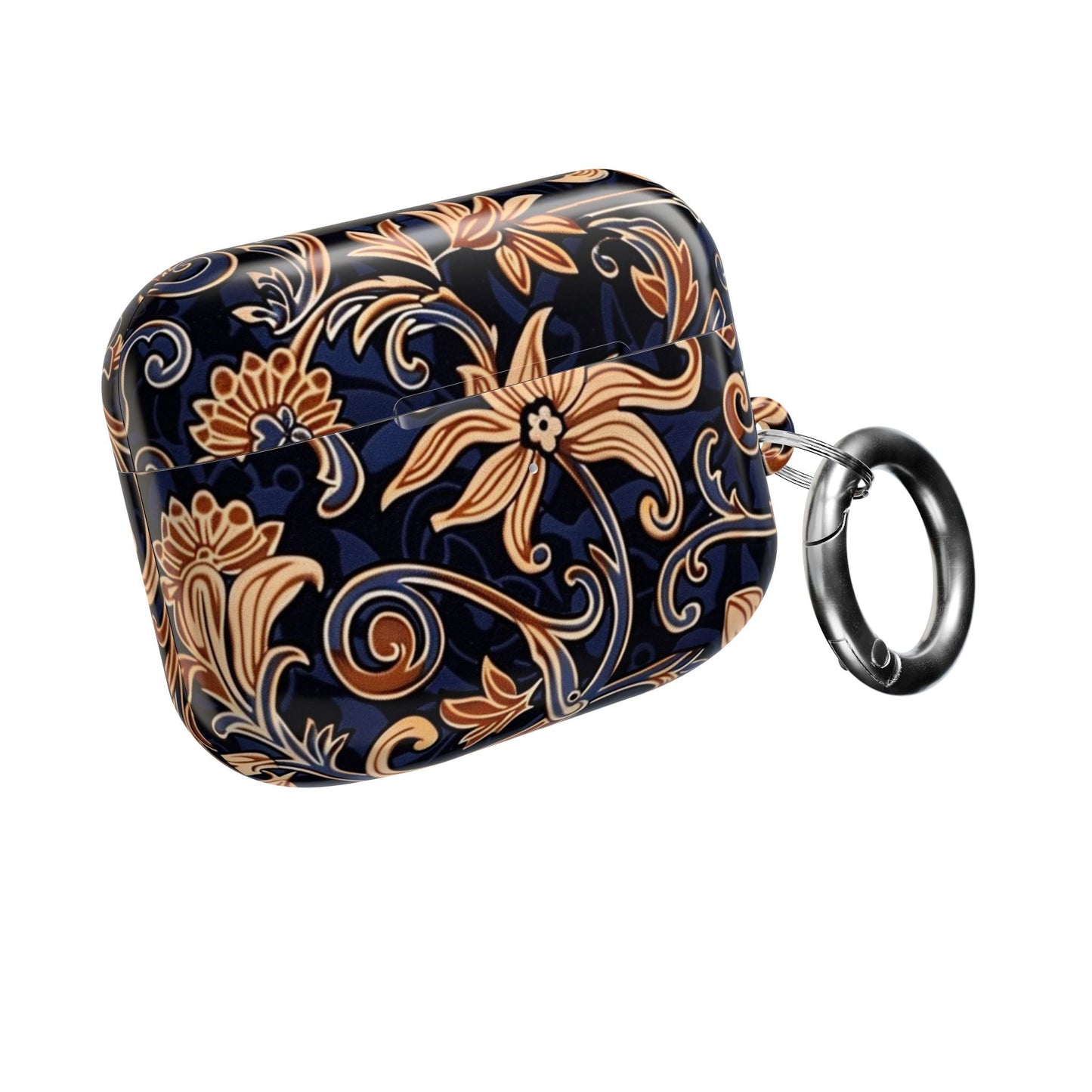 Floral Swirl AirPod Case – Navy & Gold Vintage Pattern - DIGITAL X