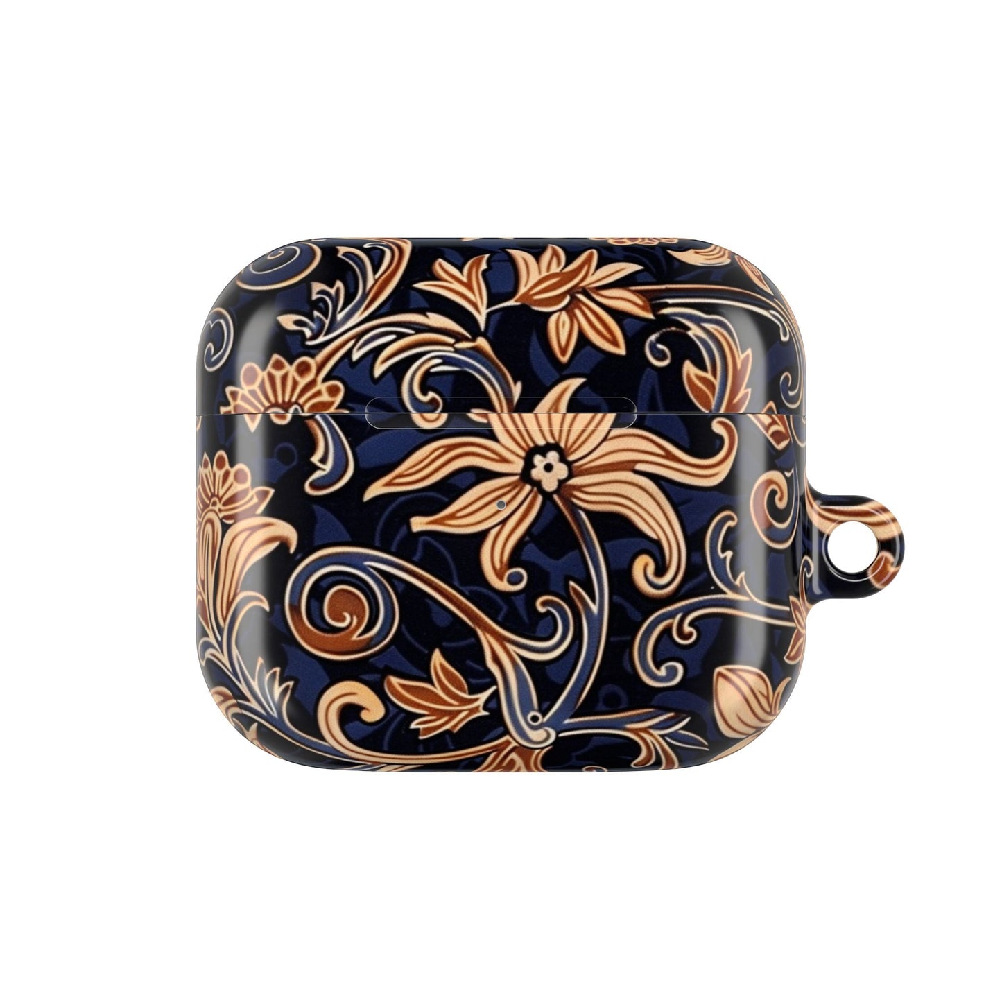 Floral Swirl AirPod Case – Navy & Gold Vintage Pattern - DIGITAL X