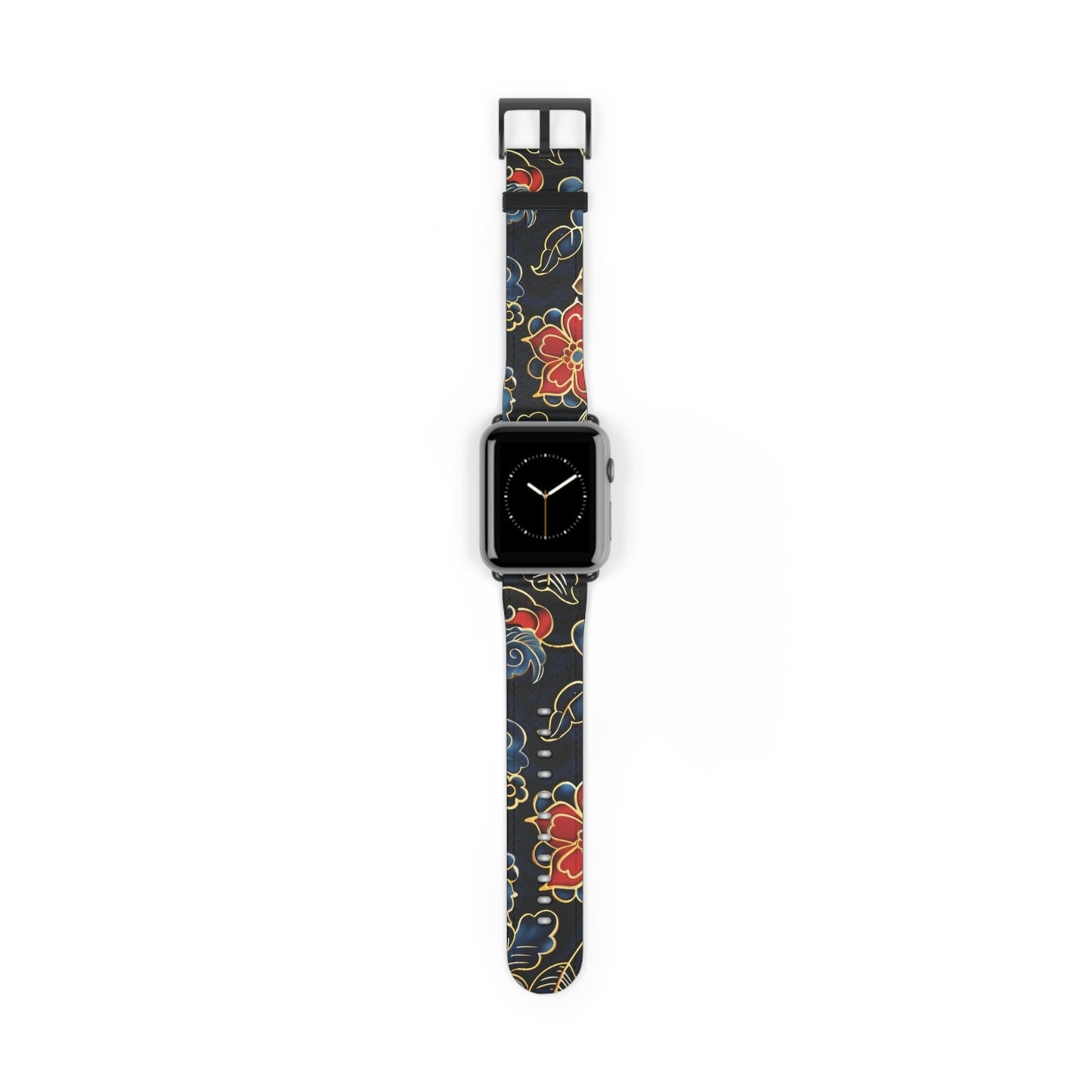 Floral Tattoo Pattern Watch Band — Vintage Black & Red Apple Watch Strap - DIGITAL X