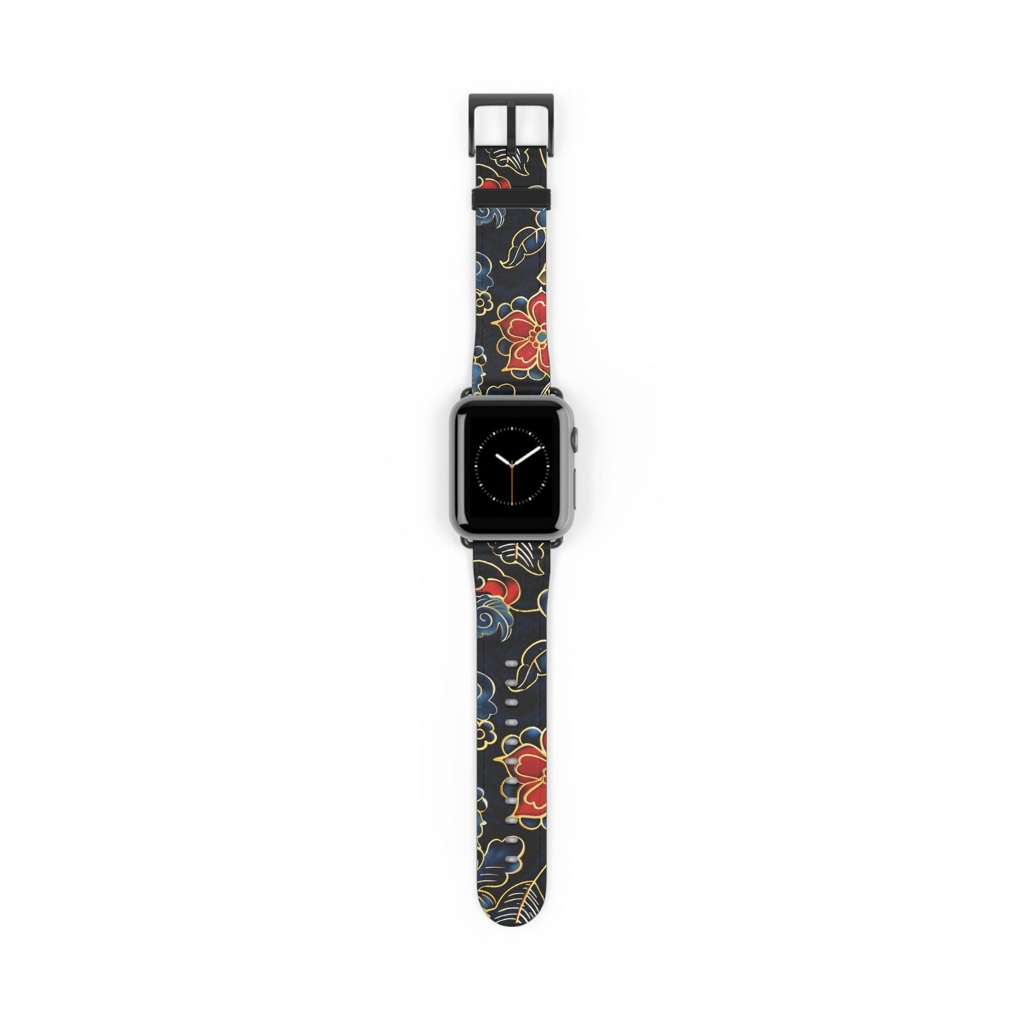 Floral Tattoo Pattern Watch Band — Vintage Black & Red Apple Watch Strap - DIGITAL X