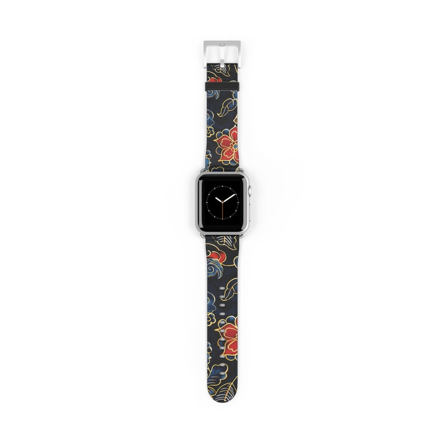 Floral Tattoo Pattern Watch Band — Vintage Black & Red Apple Watch Strap - DIGITAL X