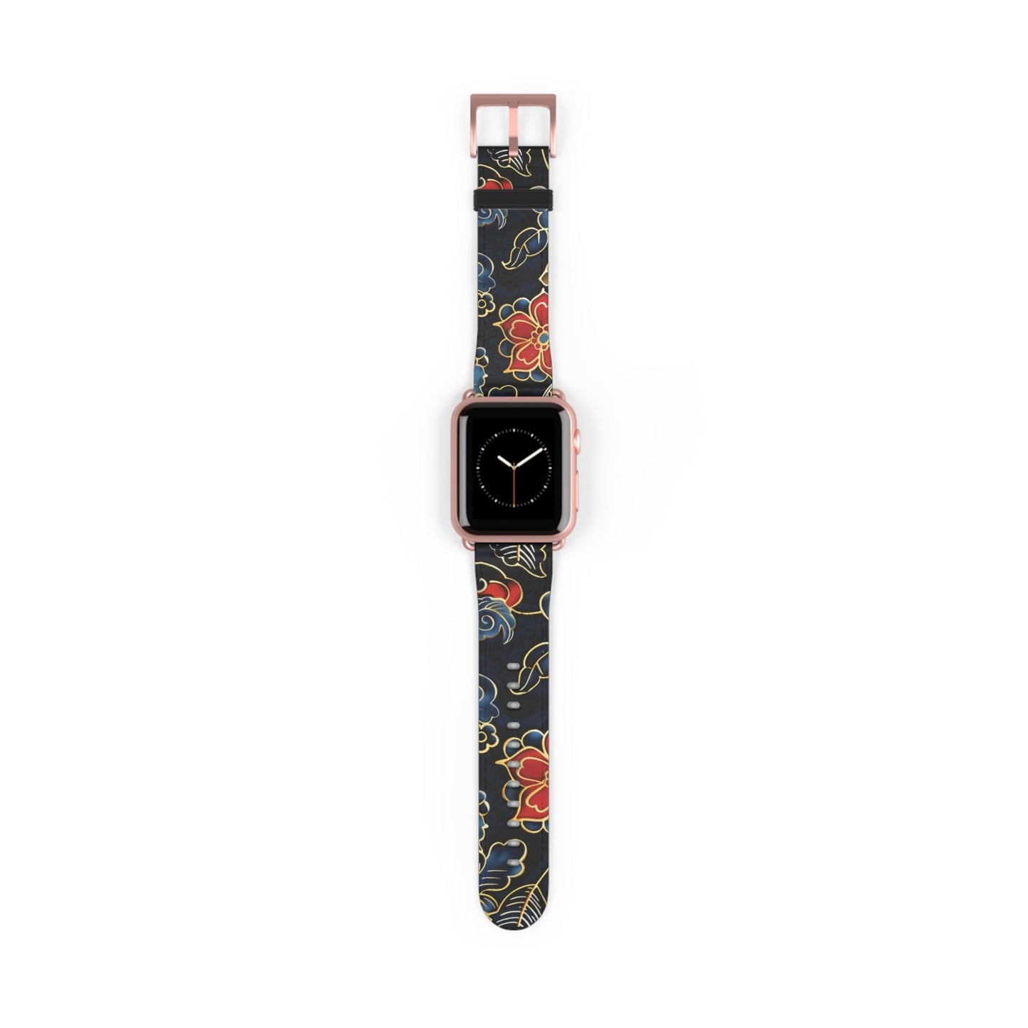Floral Tattoo Pattern Watch Band — Vintage Black & Red Apple Watch Strap - DIGITAL X