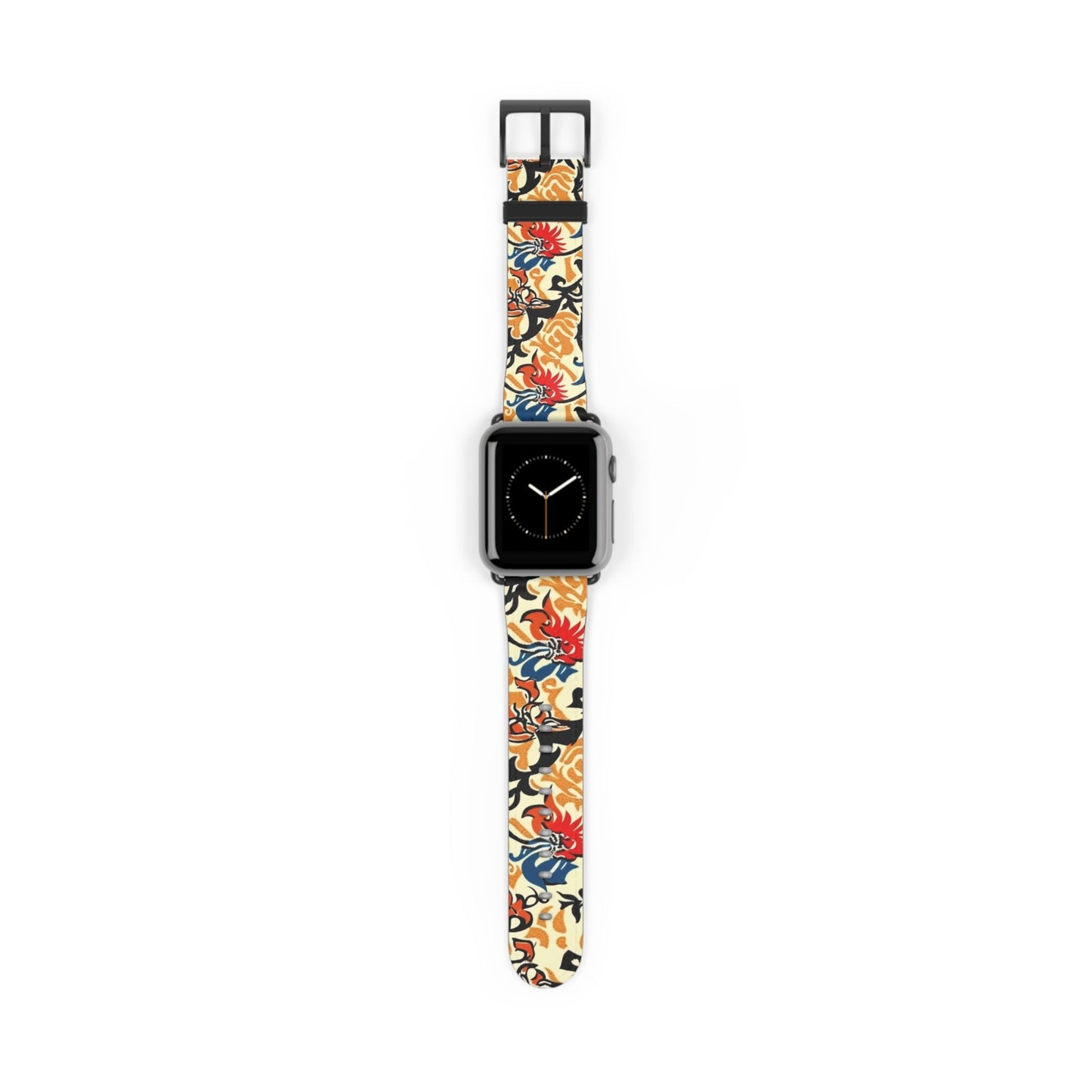 Floral Tattoo Pattern Watch Band — Vintage Red & Blue Floral Strap for Smartwatch - DIGITAL X