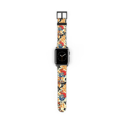 Floral Tattoo Pattern Watch Band — Vintage Red & Blue Floral Strap for Smartwatch - DIGITAL X