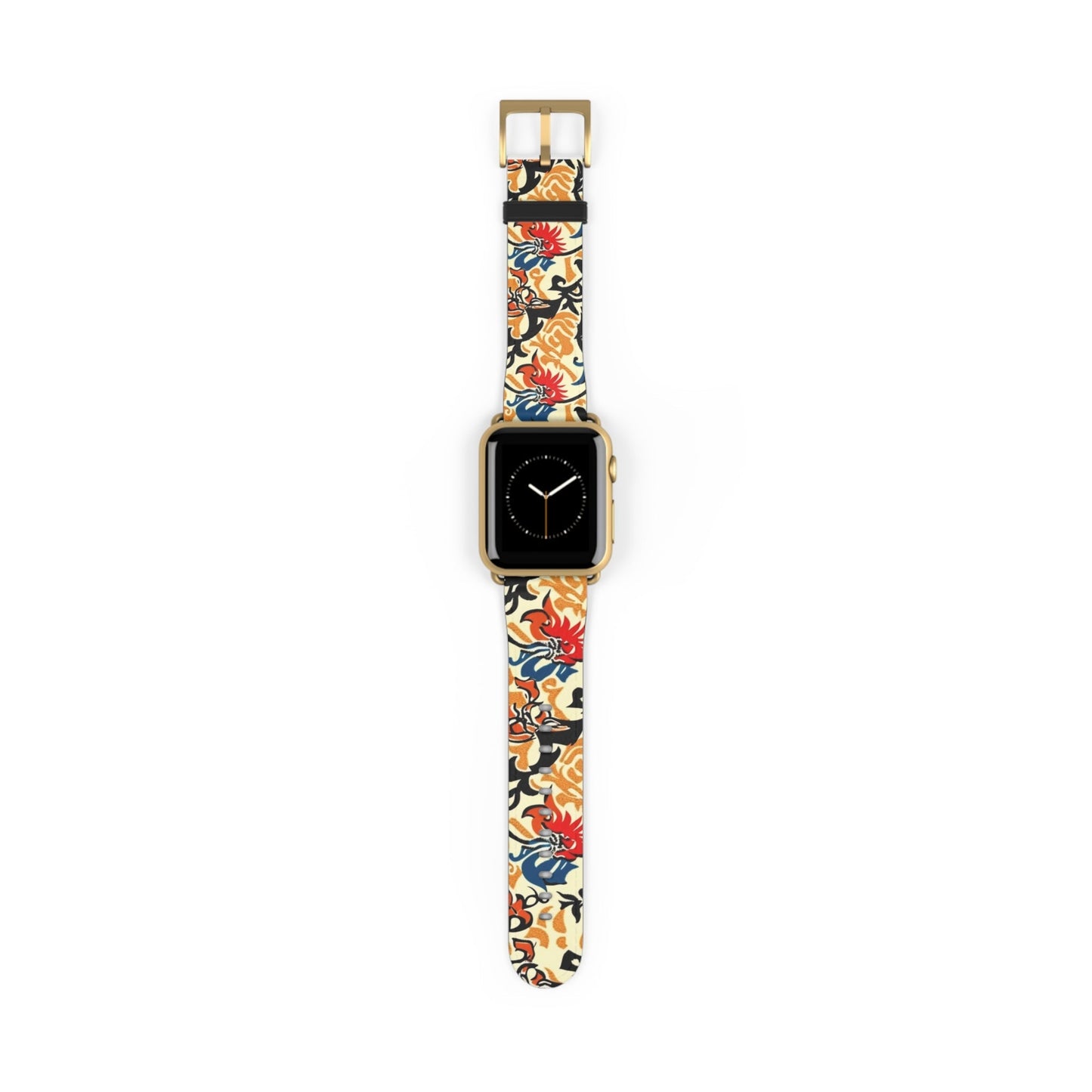 Floral Tattoo Pattern Watch Band — Vintage Red & Blue Floral Strap for Smartwatch - DIGITAL X