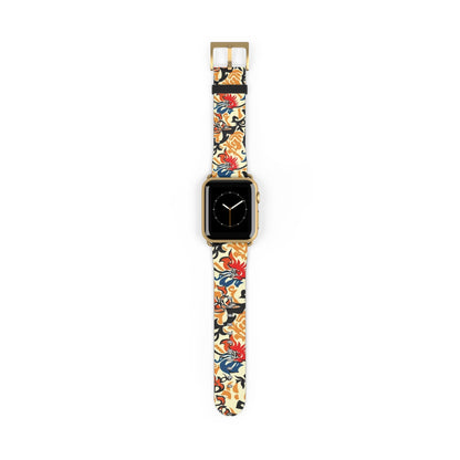 Floral Tattoo Pattern Watch Band — Vintage Red & Blue Floral Strap for Smartwatch - DIGITAL X