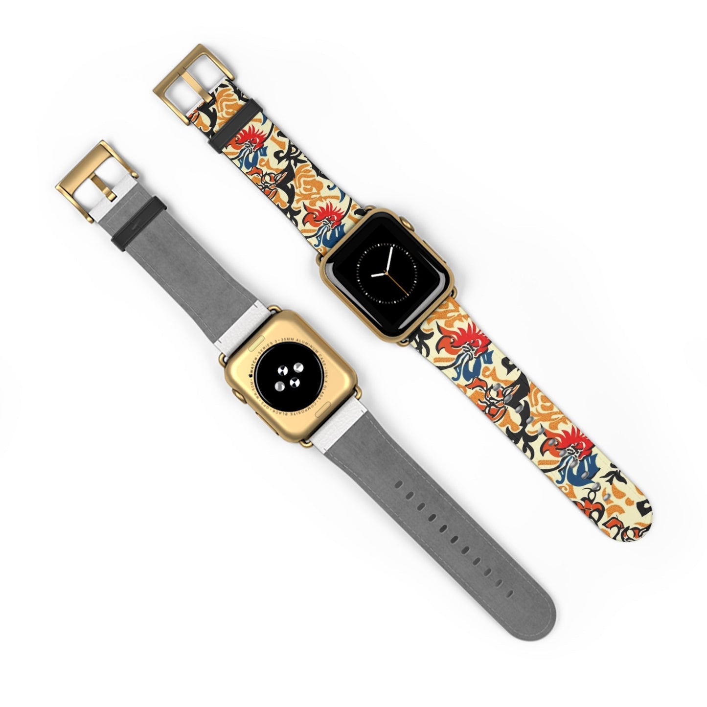 Floral Tattoo Pattern Watch Band — Vintage Red & Blue Floral Strap for Smartwatch - DIGITAL X