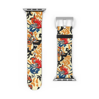 Floral Tattoo Pattern Watch Band — Vintage Red & Blue Floral Strap for Smartwatch - DIGITAL X