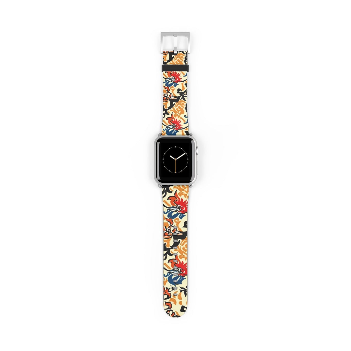 Floral Tattoo Pattern Watch Band — Vintage Red & Blue Floral Strap for Smartwatch - DIGITAL X