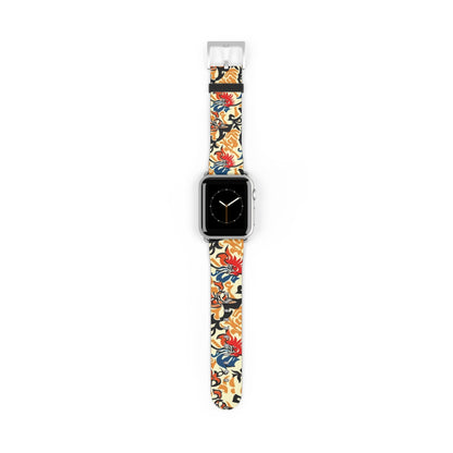 Floral Tattoo Pattern Watch Band — Vintage Red & Blue Floral Strap for Smartwatch - DIGITAL X