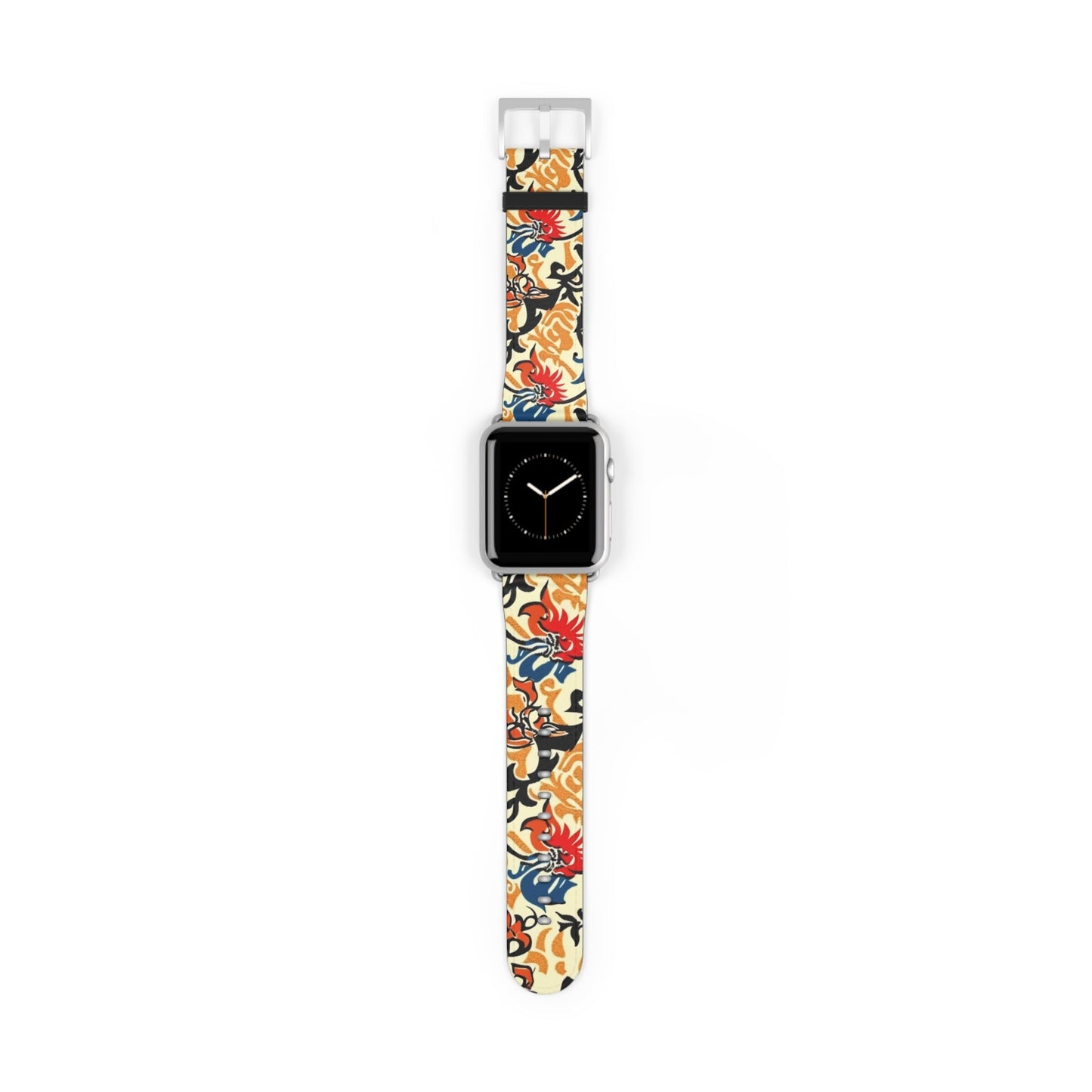 Floral Tattoo Pattern Watch Band — Vintage Red & Blue Floral Strap for Smartwatch - DIGITAL X