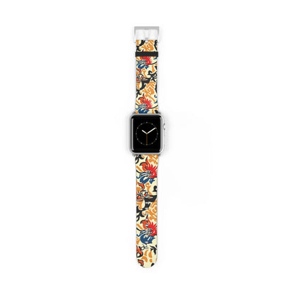 Floral Tattoo Pattern Watch Band — Vintage Red & Blue Floral Strap for Smartwatch - DIGITAL X