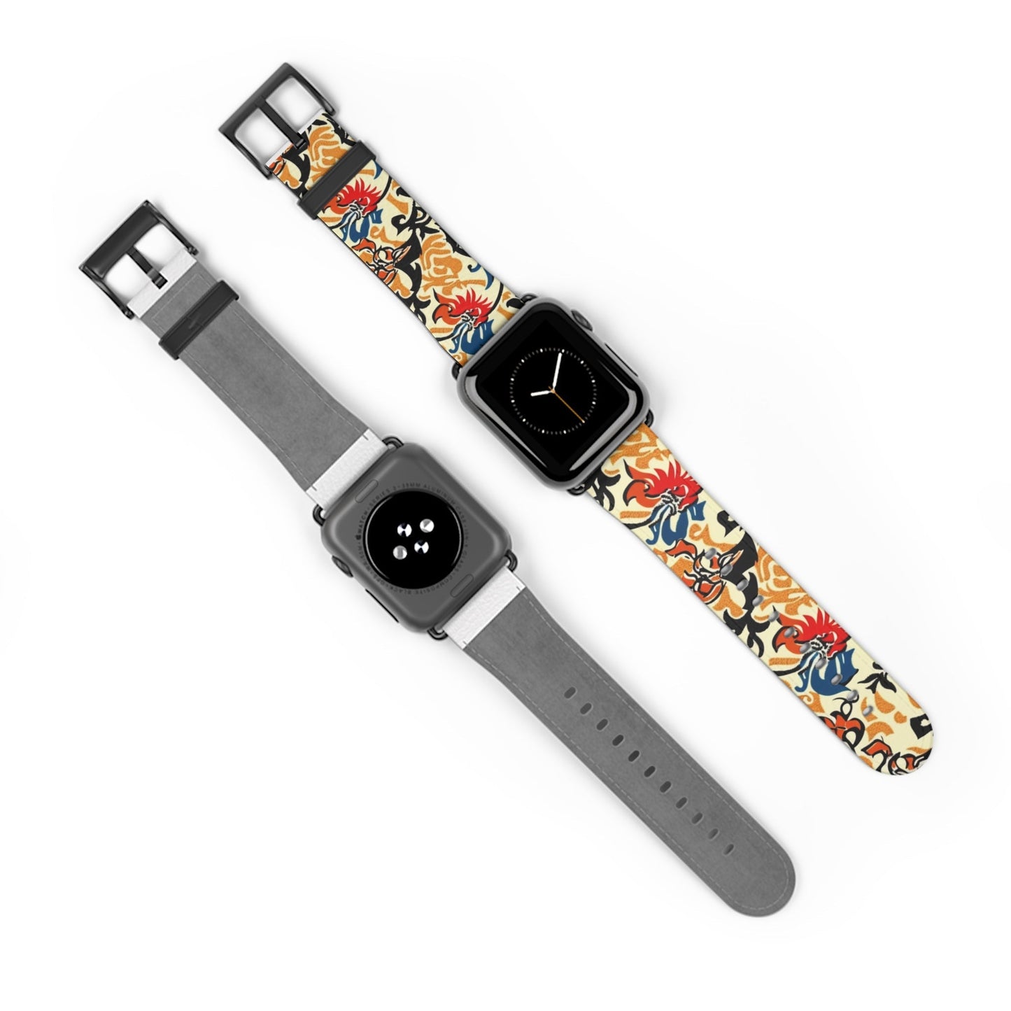 Floral Tattoo Pattern Watch Band — Vintage Red & Blue Floral Strap for Smartwatch - DIGITAL X
