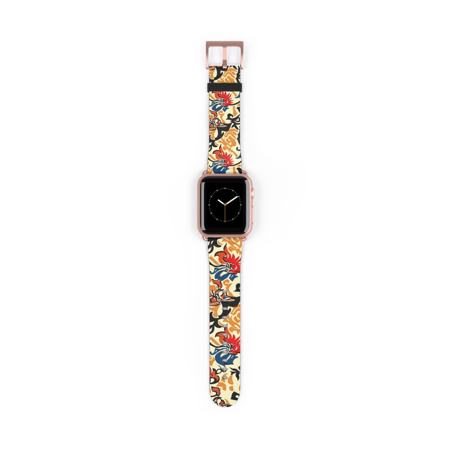 Floral Tattoo Pattern Watch Band — Vintage Red & Blue Floral Strap for Smartwatch - DIGITAL X