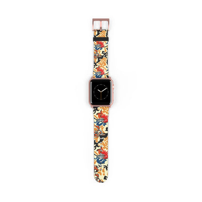 Floral Tattoo Pattern Watch Band — Vintage Red & Blue Floral Strap for Smartwatch - DIGITAL X