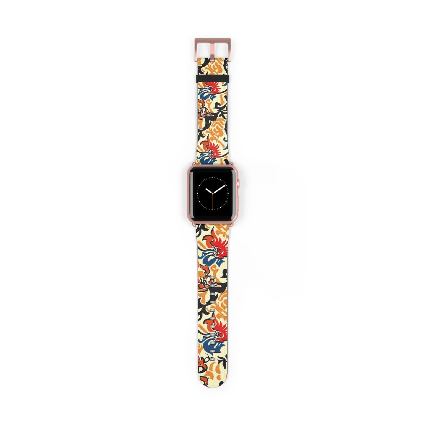 Floral Tattoo Pattern Watch Band — Vintage Red & Blue Floral Strap for Smartwatch - DIGITAL X